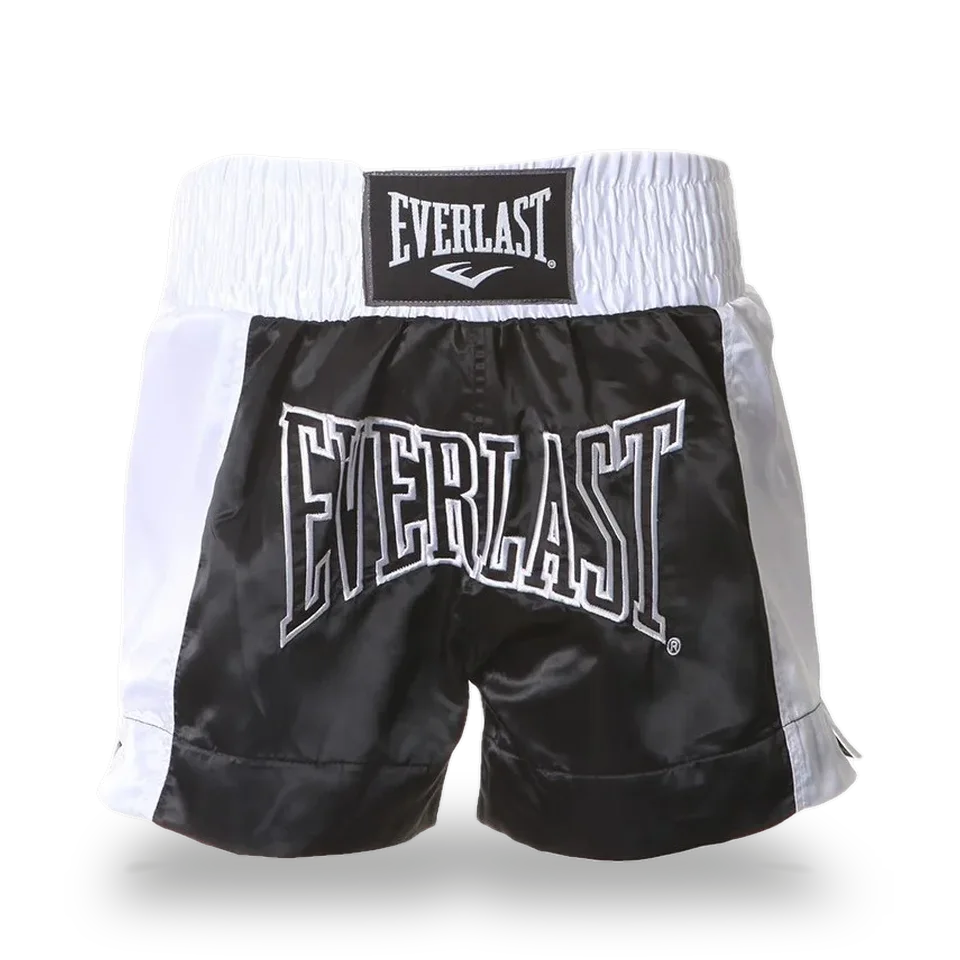 Short de boxe thaï Everlast, noir et blanc