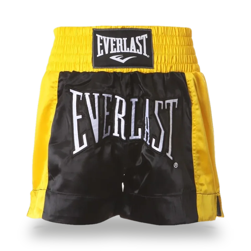 Short de boxe thaï Everlast, noir et or