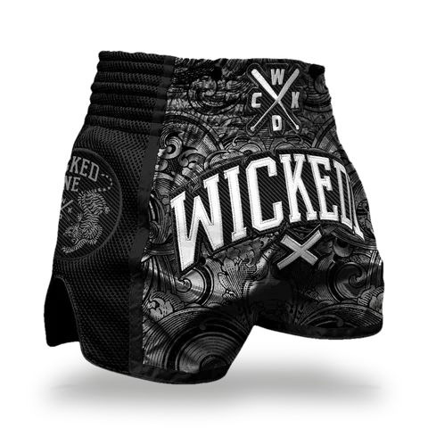 Short de boxe thaï Wicked One Rude, noir
