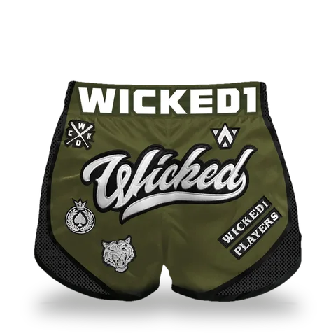 Short de boxe thaï Wicked One Squad, kaki