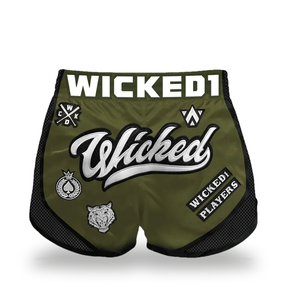 Short de boxe thaï Wicked One Squad, kaki