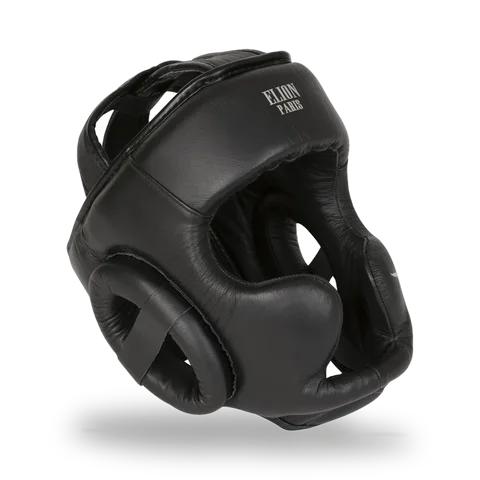 Casque de boxe Elion, cuir noir