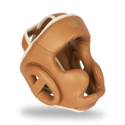 Casque de boxe Elion Vintage, cuir marron