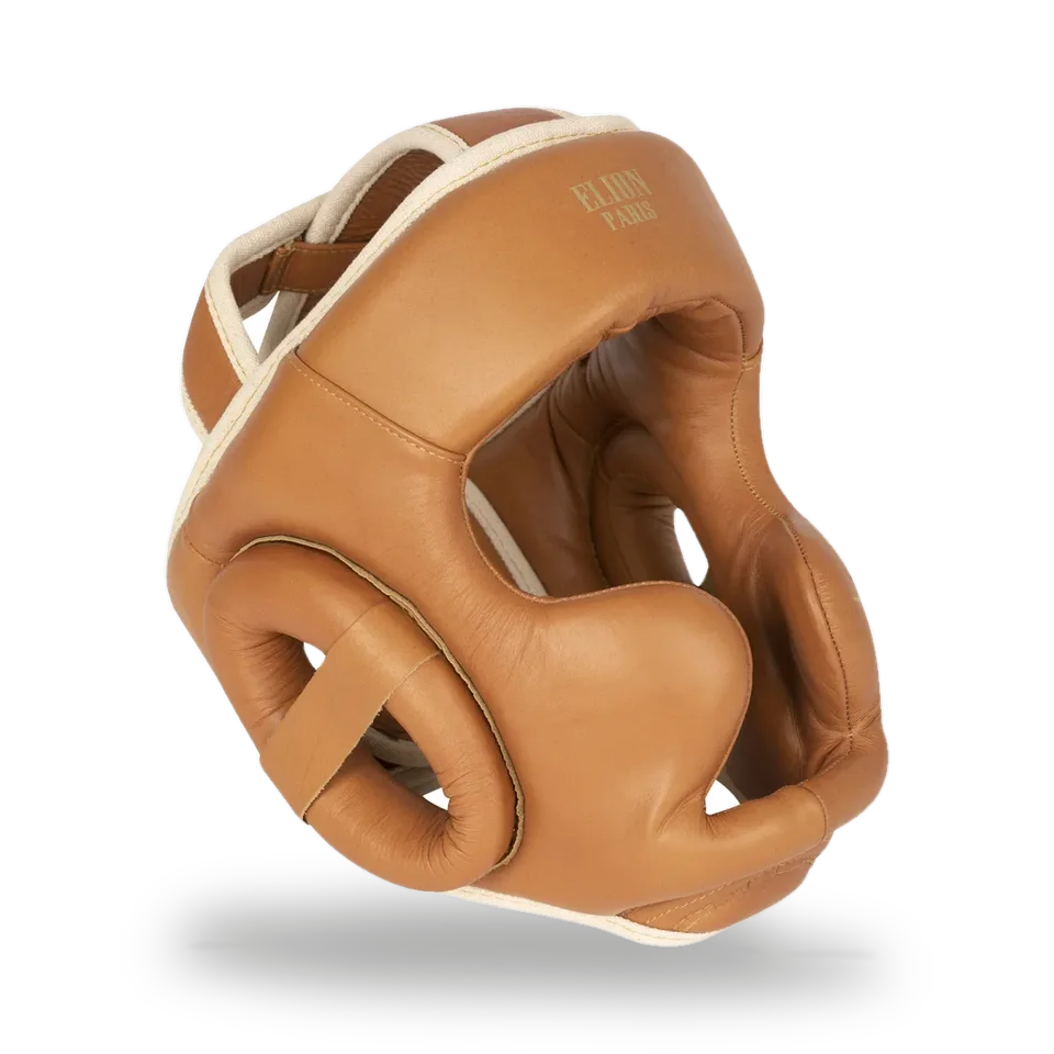 Casque de boxe Elion Vintage, cuir marron