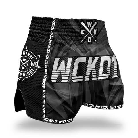 Short de boxe thaï Wicked One Diamond, noir