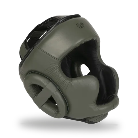Casque de boxe Elion, cuir kaki