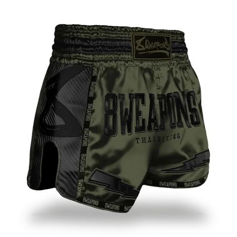 Short de boxe thaï 8 Weapons Carbon Underworld, olive