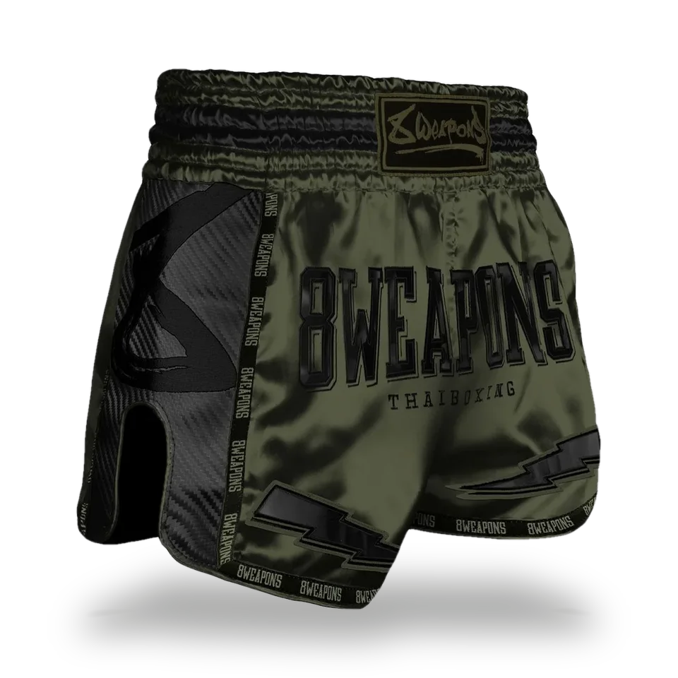 Short de boxe thaï 8 Weapons Carbon Underworld, olive