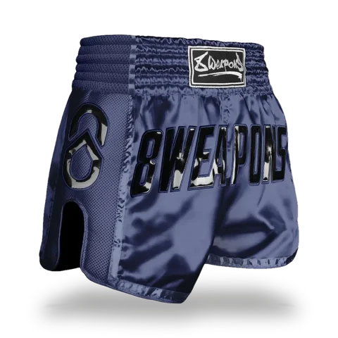 Short de boxe thaï 8 Weapons Super Grand, mesh bleu