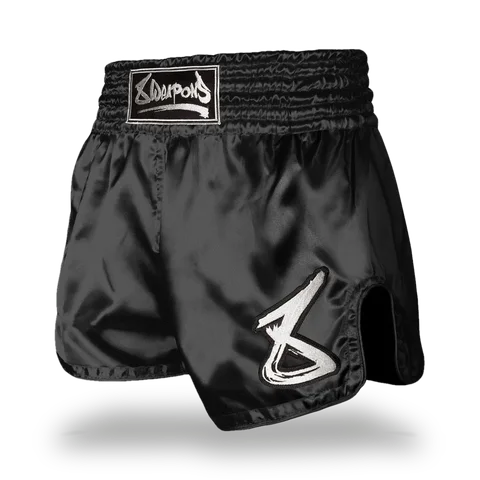 Short de boxe thaï 8 Weapons Strike, noir et blanc