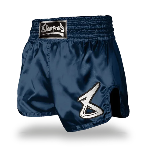 Short de boxe thaï 8 Weapons Strike, bleu et blanc
